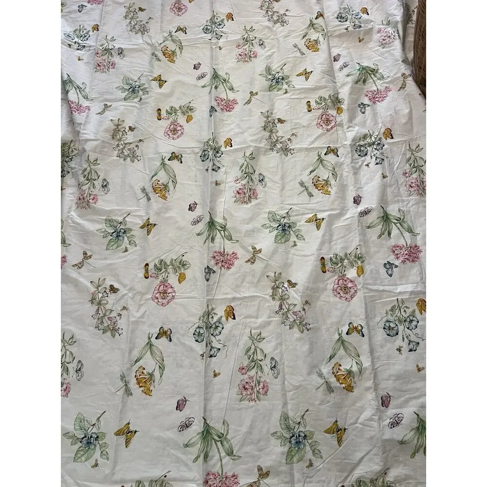 Butterfly Meadow Full Duvet Cover Natural Botanical 100% Cotton Floral Garden